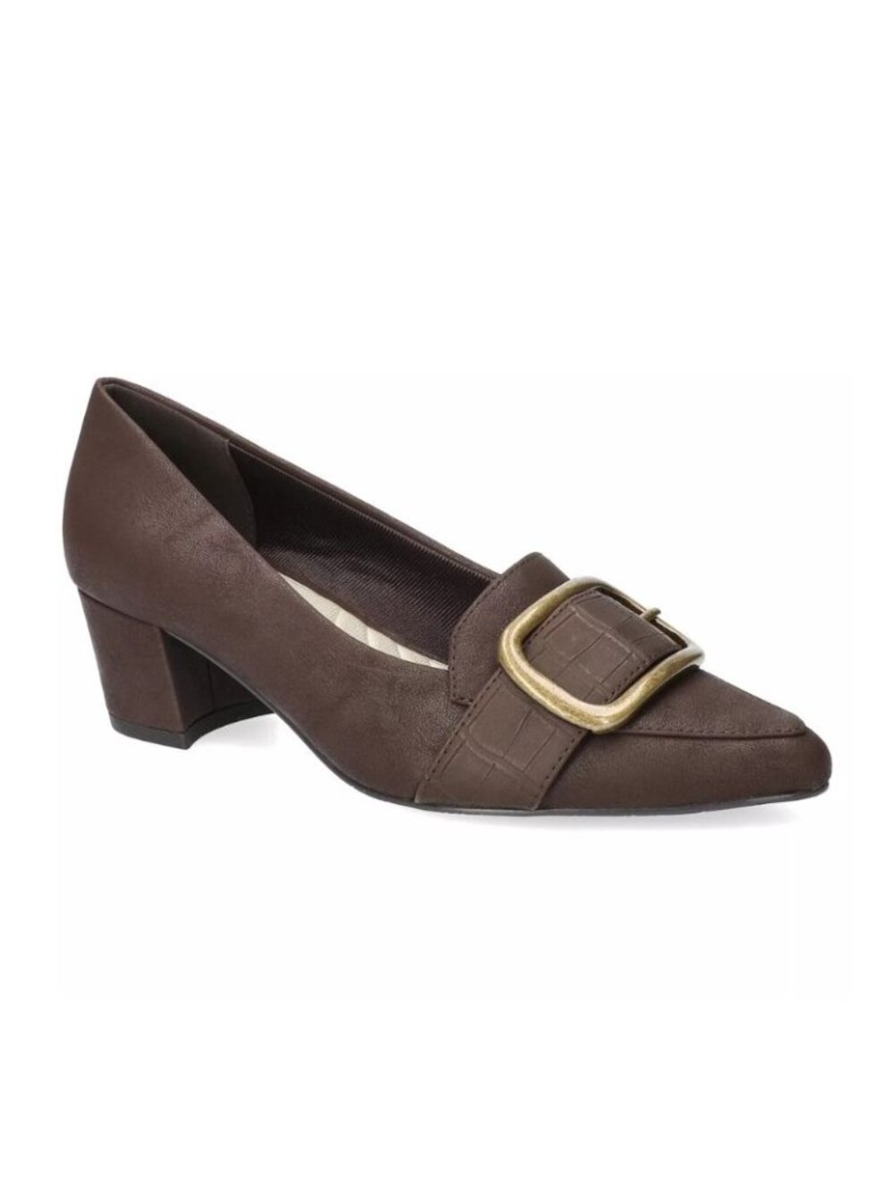 NWT Easy Street Womens Aster Brown Matte Faux Leather Block Heel Pumps Size 11M